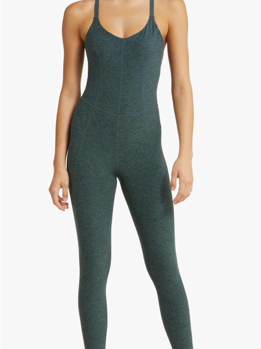 Zella Heathered Forest Green Sculpting Jumpsuit